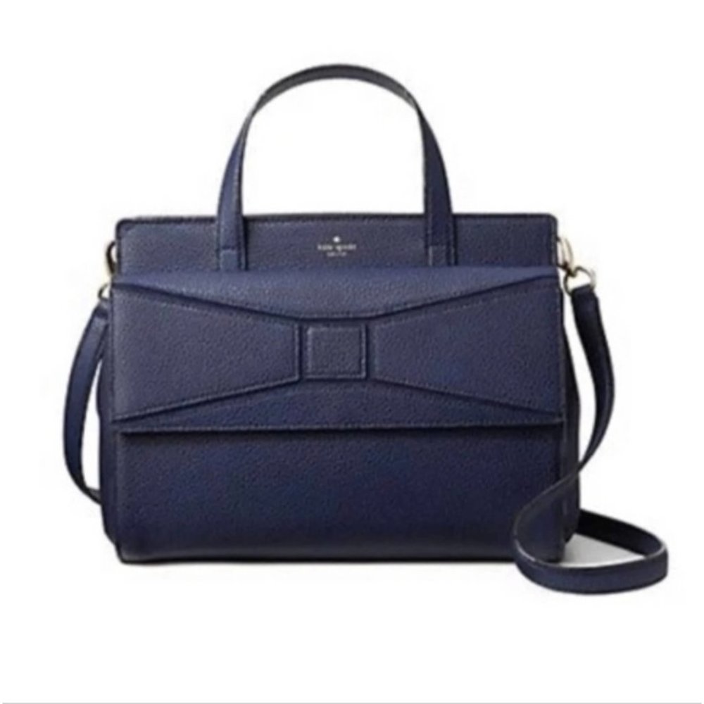 Kate Spade Navy Bow-Accent Leather Satchel